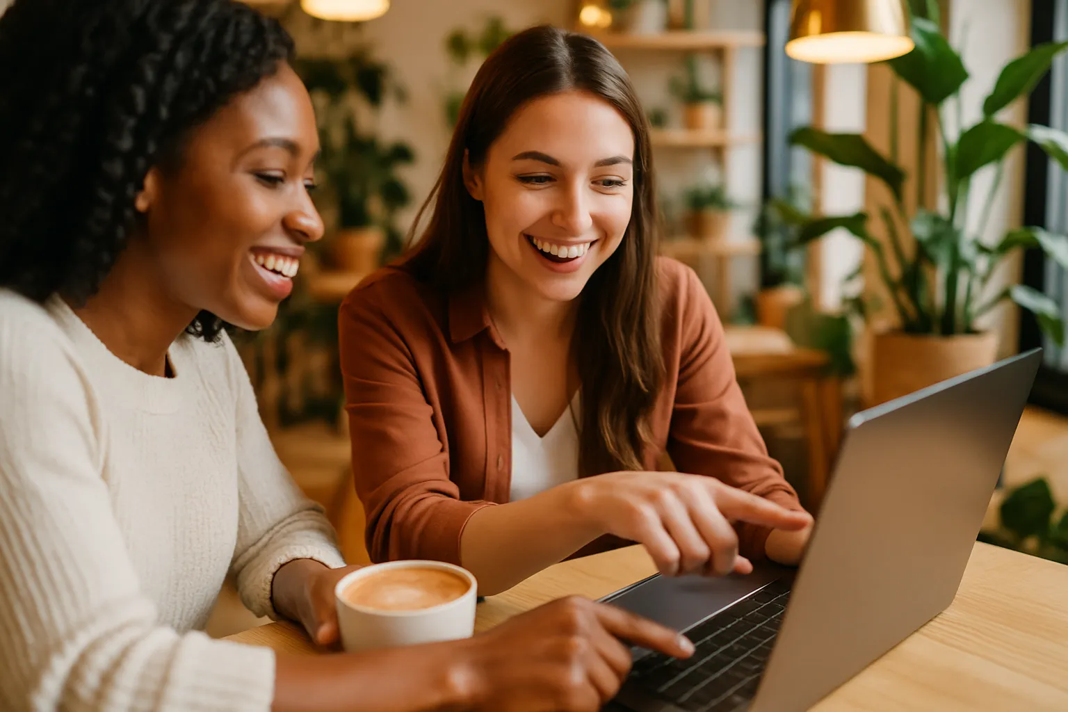 Deux femmes qui collaborent efficacement, illustrant le processus pour bien déléguer à une assistante virtuelle.