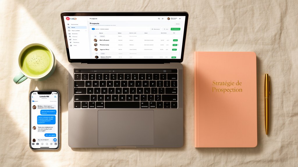 Organisation de la prospection commerciale par une assistante virtuelle avec un CRM, un carnet de stratégie et des outils de communication.