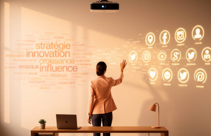 Une assistante virtuelle communication orchestre la stratégie de visibilité en ligne, transformant des idées en un plan de contenu structuré.