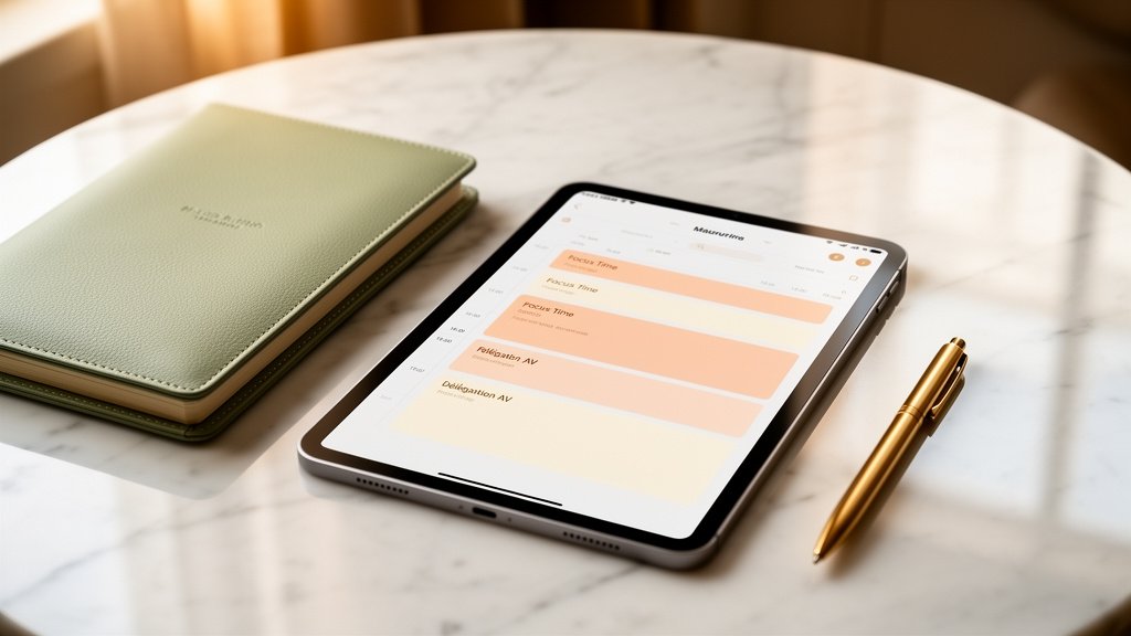 forfait assistante virtuelle - un calendrier digital montrant des heures déléguées de manière récurrente.