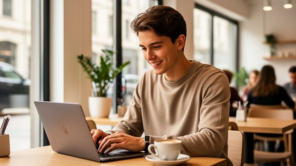 Assistante virtuelle organisant un stock d'e-commerce avec des boîtes sur des étagères