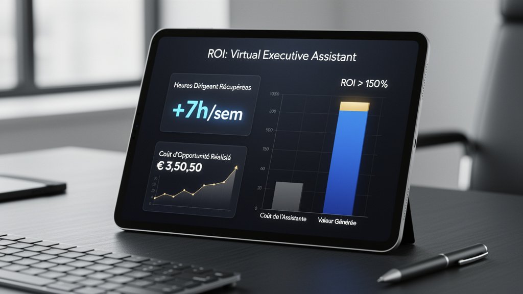 ROI assistante virtuelle - tableau de bord montrant la rentabilité de l'investissement.